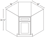 Forevermark Ice White Shaker Base Diagonal Corner Sink Cabinet 36W X 34-1/2H