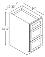 Forevermark Ice White Shaker Drawer Pack Cabinet 12W X 34-1/2H