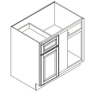 GHI Arcadia White Shaker Base Blind Corner Cabinet 42W X 34-1/2H