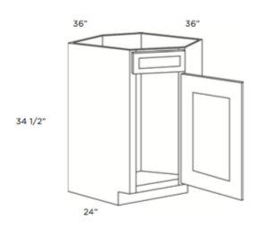Cubitac Madison Hazelnut 36" Diagonal Corner Sink Base Cabinet
