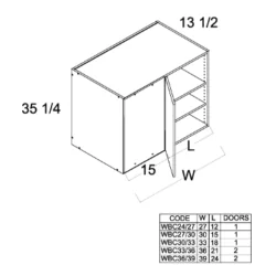 30W x 35 5/16H x 13.5D Wall Blind One Door