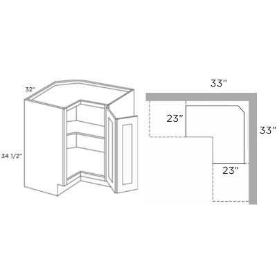Cabinets, Cubitac Sofia Caramel Glaze Base-Square-Corner-BSQC33-