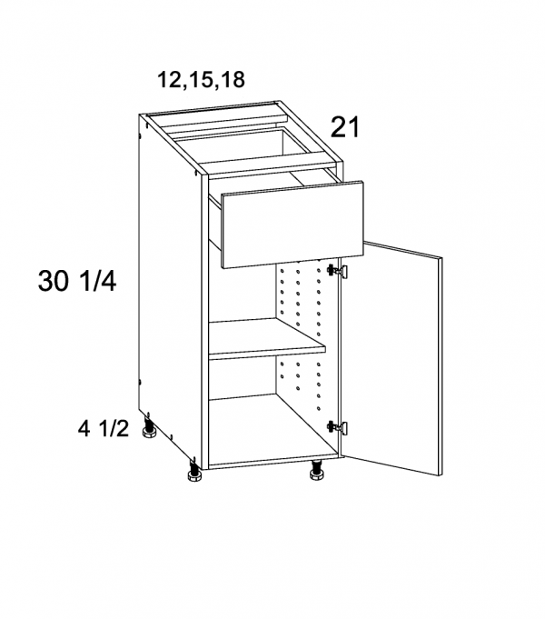 US Depot Verona Storm Grey Full Height One Door Vanity Base 18W