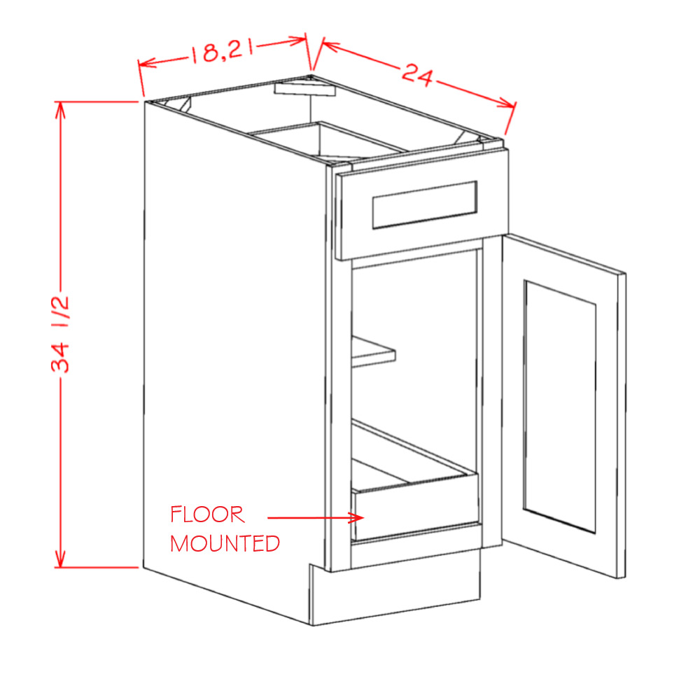 Cabinets, US Cabinet Depot Shaker Cinder cabinets-us-cabinet-depot-shaker-white-single-door-single-drawer-one-rollout-shelf-base-kit-18w-x-24d-x-34-1-2h-U-SW-B181RS