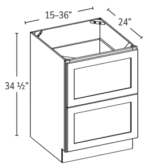 Forevermark Ice White Shaker Two Drawer Base Cabinet 30W X 34-1/2H