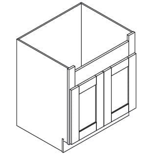 Forevermark Petit White Farm Sink Base Cabinet 36W X 34-1/2H 1