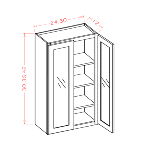 US Cabinet Depot Shaker Grey Wall Glass Door Cabinet With Finished Interior - 30W X 42H X 12D-2D-3S *GLASS NOT INCLUDED