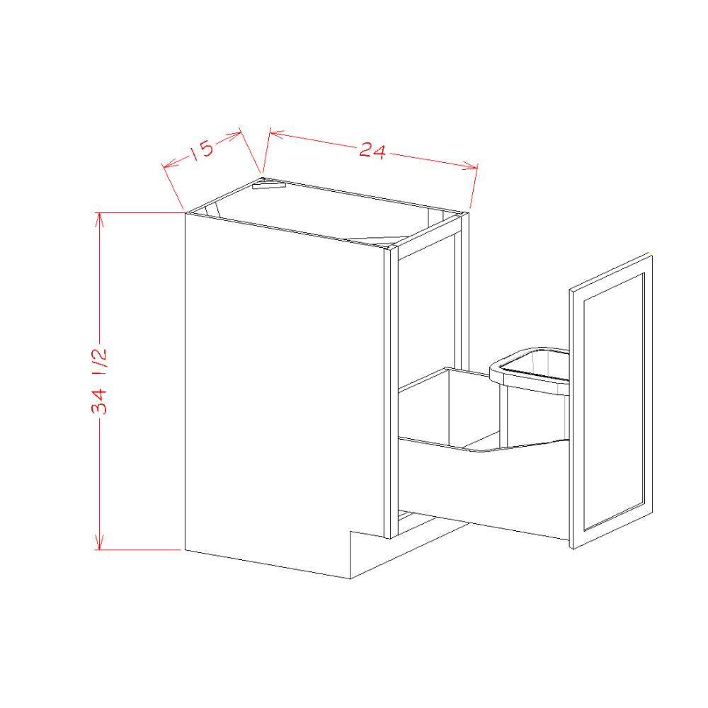 US Cabinet Depot Oxford Mist Full Height Door Base Kit with Single Trashcan 15W X 24D X 34-1/2H