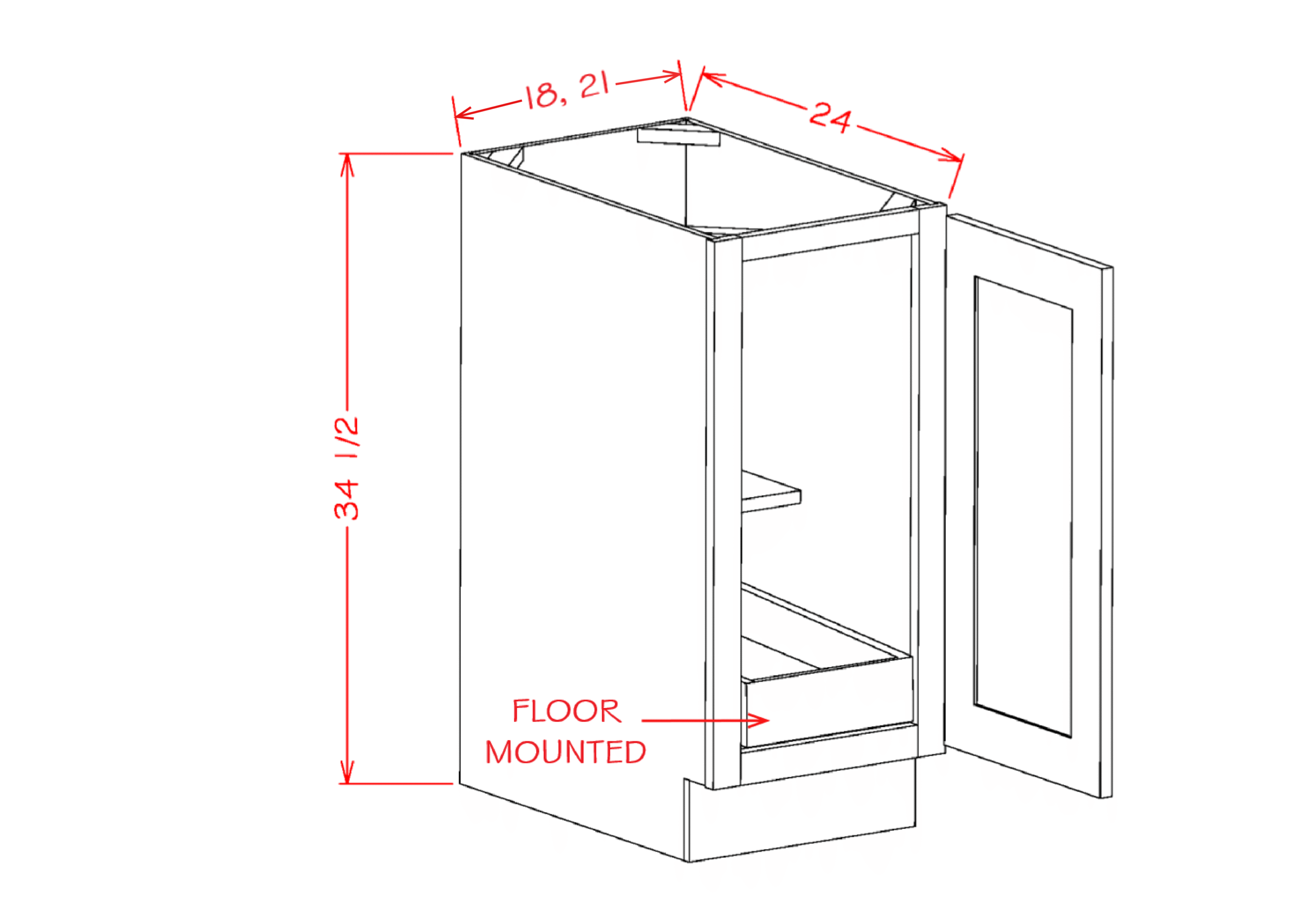 US Cabinet Depot Oxford Mist Single Full Height Door One Rollout Shelf Base Kit 18W X 24D X 34-1/2H