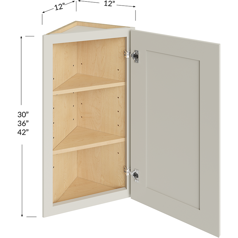 Angle Wall Cabinet - 12W x 42H x 12D - 1 Door, 3 Shelves (Cabinet Frame Width: 17")
