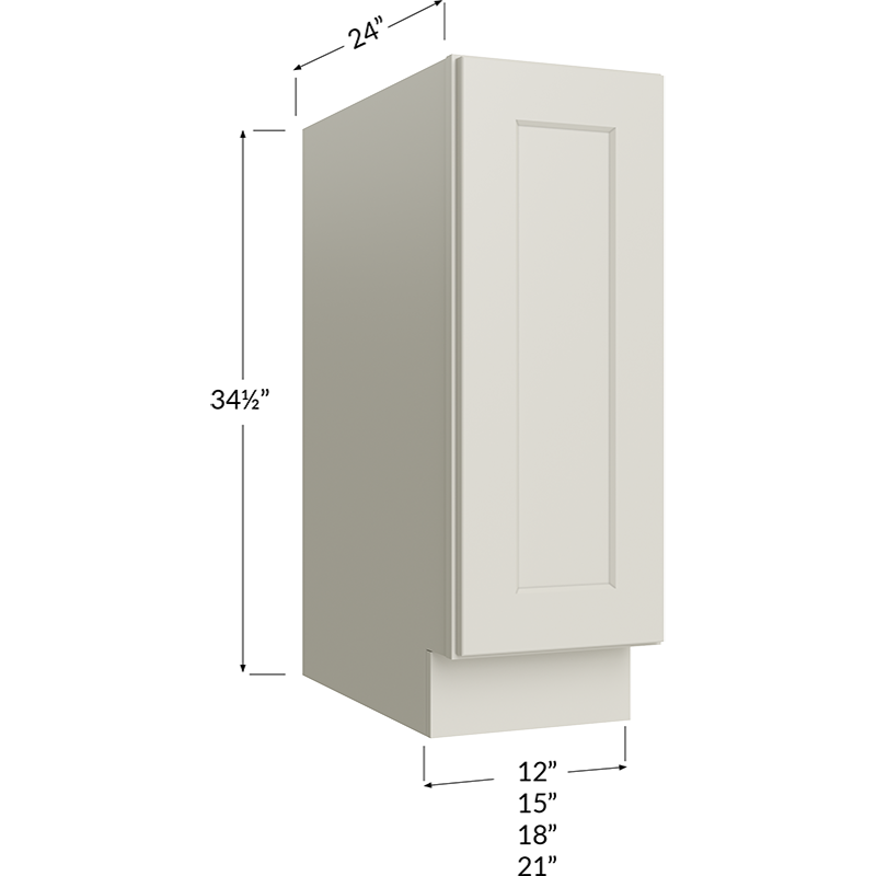 Full Height Door Base Cabinet - 18W x 34-1/2H x 24D - 1 Door, 1 Shelf