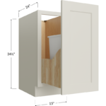 Full Height Door Base with Single Trashcan Pullout - 15W x 34-1/2H x 24D - 1 Door, 1 Trashcan Pullout