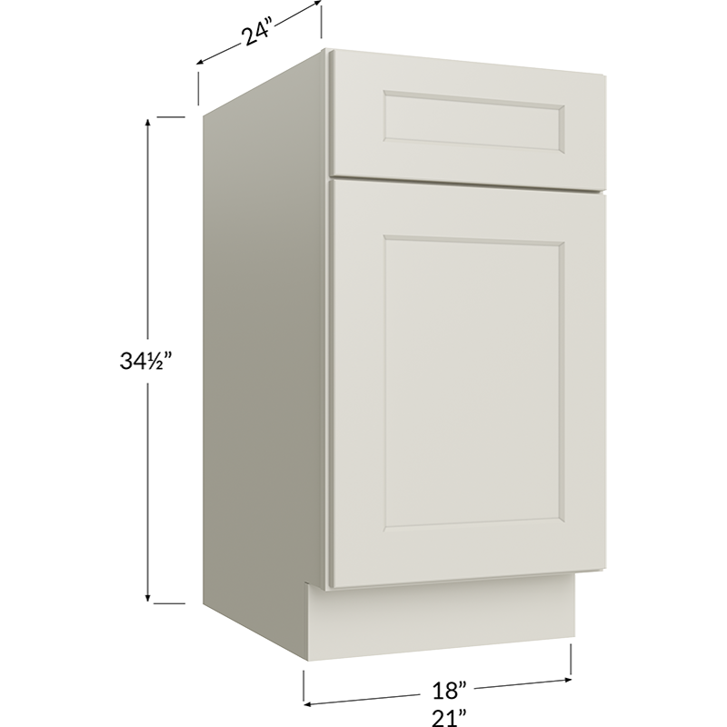 Base with Double Trashcan Pullout - 18W x 34-1/2H x 24D - 1 Door, 1 Drawer, 2 Trashcan Pullout