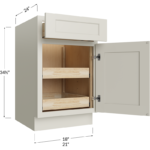 Two Rollout Shelf Base Cabinet - 18W x 34-1/2H x 24D - 1 Door, 1 Drawer, 2 Roll Out Shelf