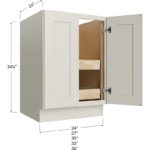 Full Height Door Two Rollout Shelf Base Cabinet - 24W x 34-1/2H x 24D - 2 Doors, 2 Roll Out Shelf