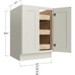 Full Height Door Three Rollout Shelf Base Cabinet - 24W x 34-1/2H x 24D - 2 Doors, 3 Roll Out Shelf