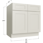 Base Cabinet - 33W x 34-1/2H x 24D  2 Doors, 1 Drawer, 1 Shelf