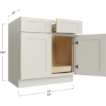 One Rollout Shelf Base Cabinet - 33W x 34-1/2H x 24D - 2 Doors, 2 Drawer, 1 Roll Out Shelf