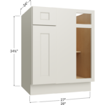 Blind Base Corner Cabinet - 27W x 34-1/2H x 24D - 1 Door, 1 Drawer, 1 Shelf