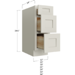 Three Drawer Base Cabinet - 12W x 34-1/2H x 24D - 3 Drawers
