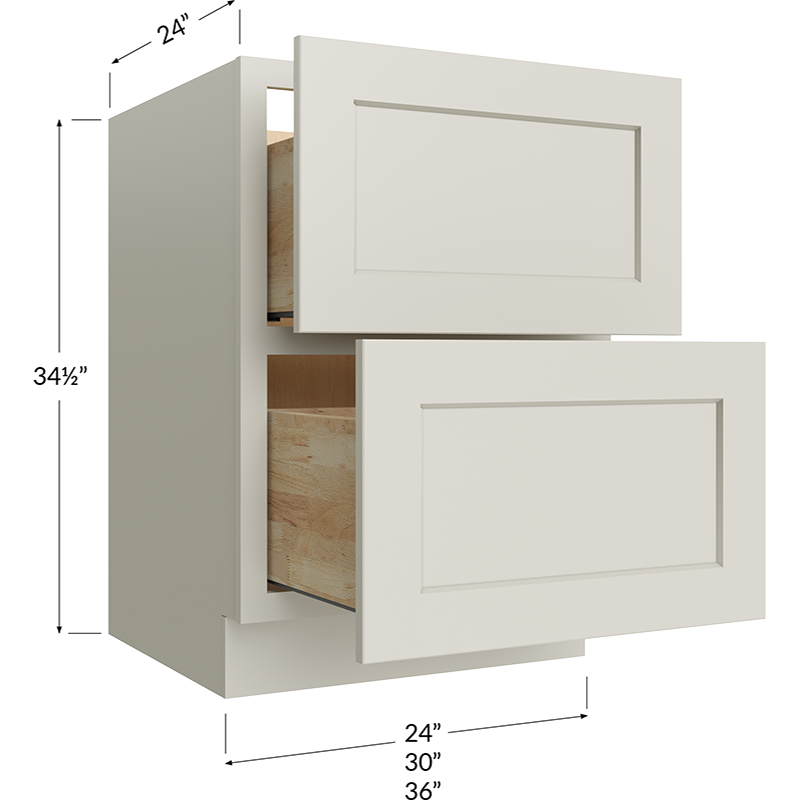 Two Drawer Base Cabinet - 36W x 34-1/2H x 24D - 2 Drawers