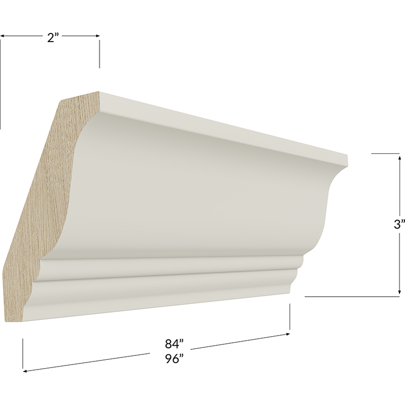 Decorative Crown Moulding - 96W x 3H x 2D