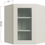 Wall Diagonal Glass Door Corner Cabinet with Finished Interior - 24W x 30H x 12D - 1 Door, 2 Shelves - NO Glass