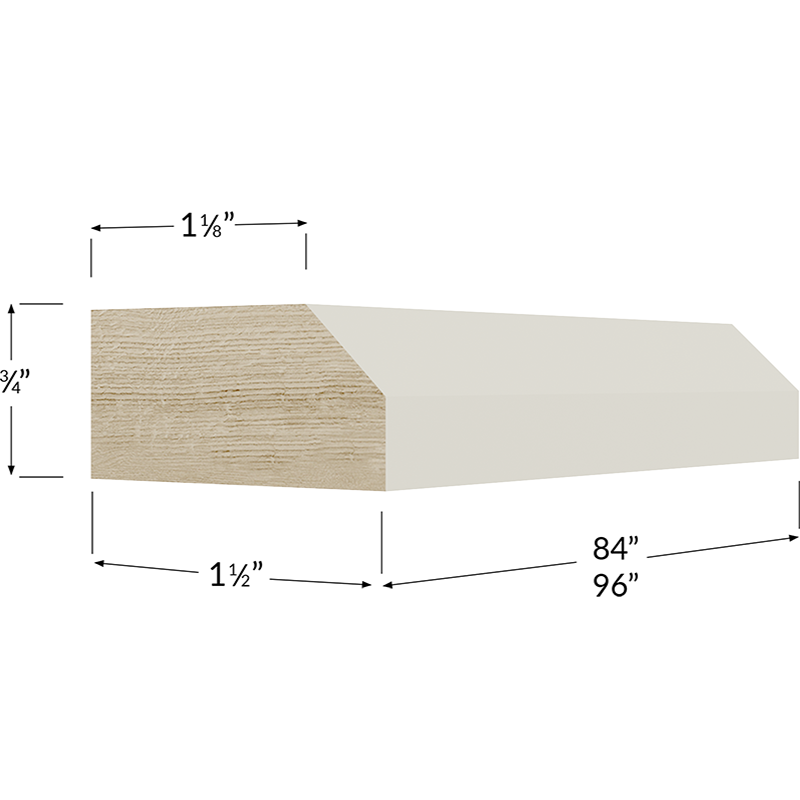 Shaker Light Rail Moulding - 96W x 1-1/2H x 3/4D