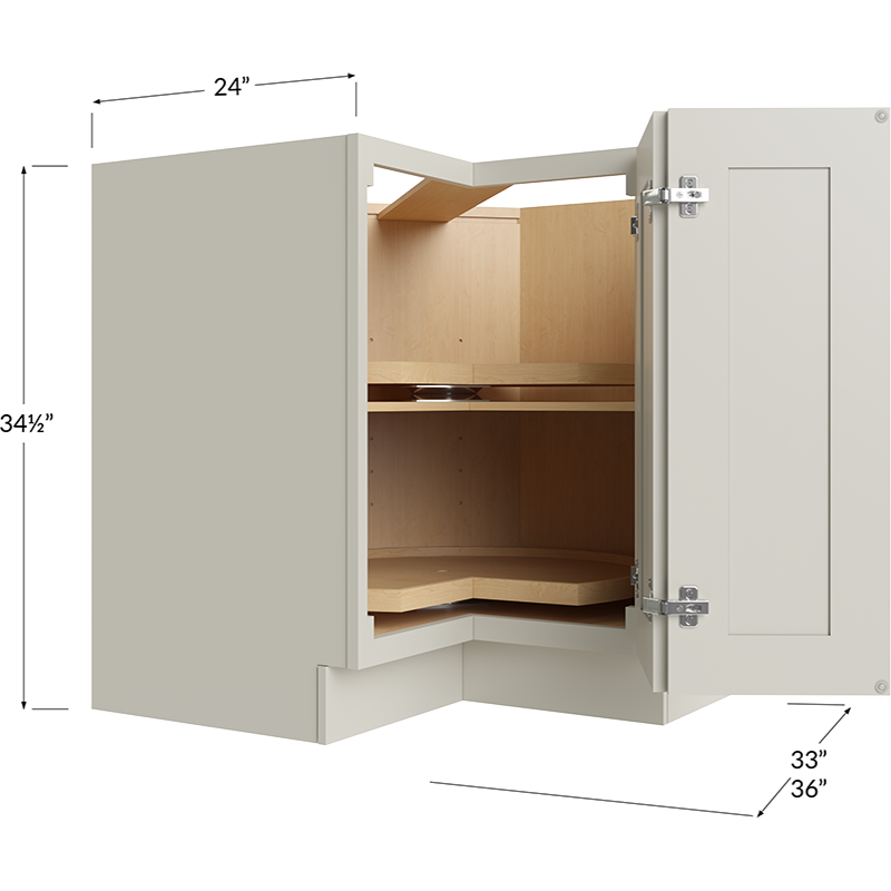 Base Easy Reach Cabinet with Two Lazy Susan Trays - 33W x 34-1/2H x 24D - 1 Door, 1 Shelf