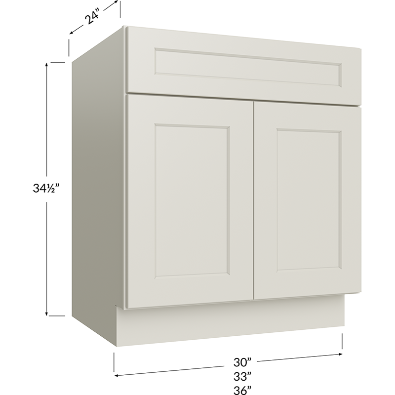 Sink Base Cabinet - 33W x 34-1/2H x 24D - 2 Doors, 2 FALSE Drawer Front