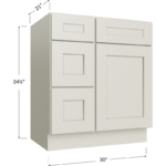Vanity Combo Base Cabinet with Drawers Left - 30W x 34-1/2H x 21D - 1 Door, 3 Drawers, 1 False Drawer
