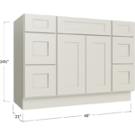 Vanity Double Drawer Combo Base Cabinet - 48W x 34-1/2H x 21D - 1 Doors, 6 Drawers, 1 False Drawers