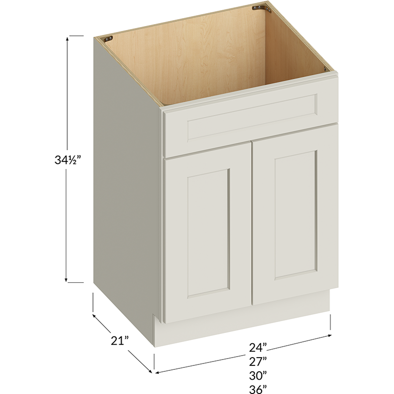 Vanity Sink Base Cabinet - 30W x 34-1/2H x 21D - 2 Doors, 1 False Drawer