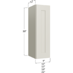Wall Cabinet - 12W x 30H x 12D - 1 Door, 2 Shelves