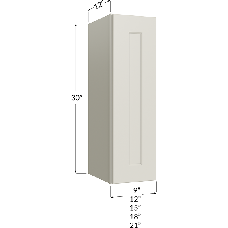 Wall Cabinet - 15W x 30H x 12D - 1 Door, 2 Shelves