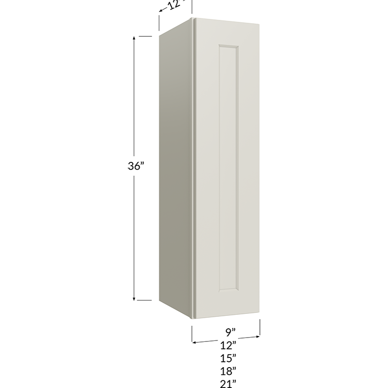 Wall Cabinet - 15W x 36H x 12D - 1 Door, 2 Shelves