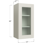 Wall Glass Door Cabinet with Finished Interior - 15W x 30H x 12D - 1 Door, 2 Shelves - NO Glass
