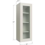 Wall Glass Door Cabinet with Finished Interior - 15W x 42H x 12D - 1 Door, 3 Shelves - NO Glass