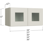 Stacker Wall Glass Door Cabinet with Finished Interior - 24W x 12H x 12D - 2 Doors