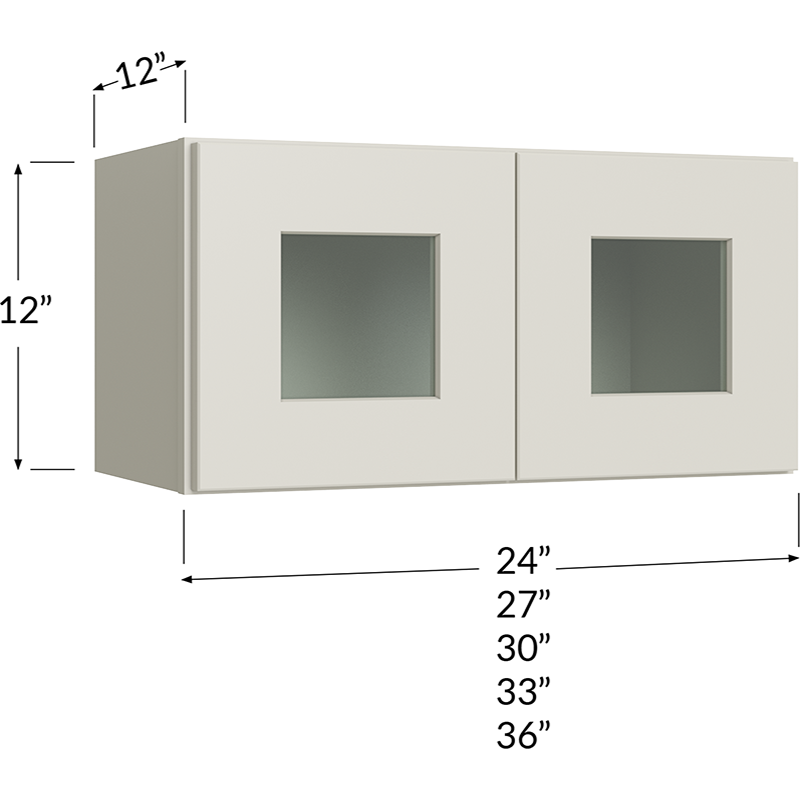 Stacker Wall Glass Door Cabinet with Finished Interior - 33W x 12H x 12D - 2 Doors