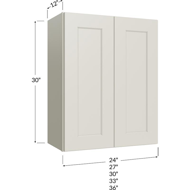 Wall Cabinet - 30W x 30H x 12D - 2 Doors, 2 Shelves