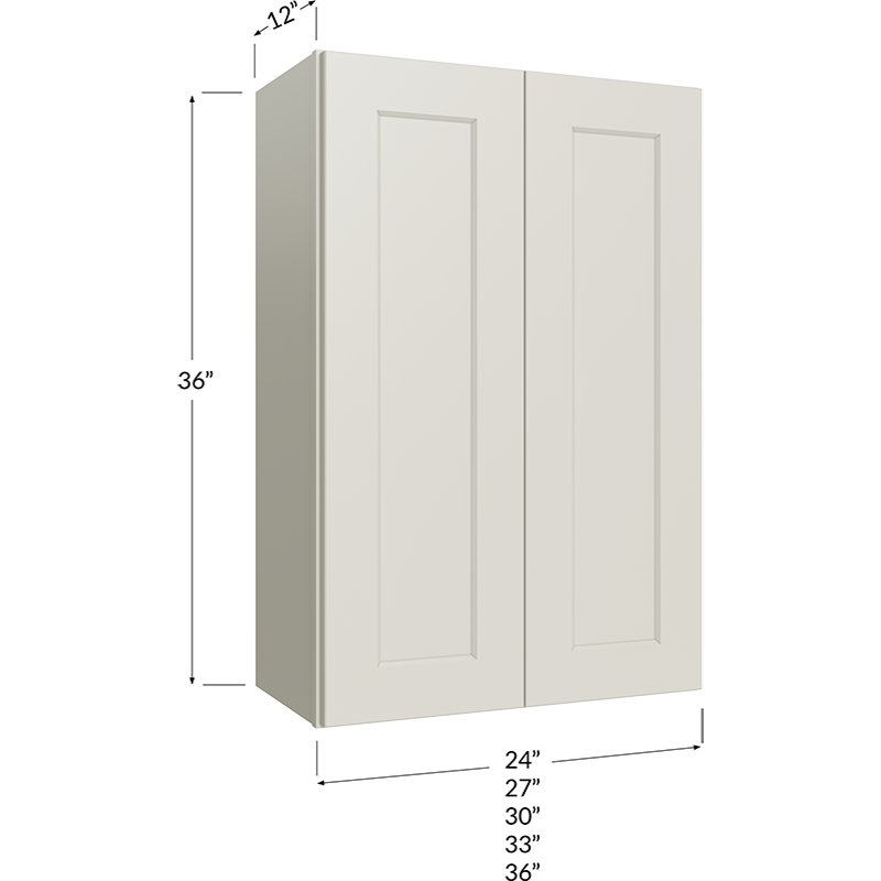 Wall Cabinet - 27W x 36H x 12D - 2 Doors, 2 Shelves