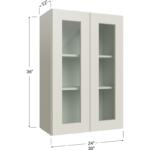 Wall Glass Door Cabinet with Finished Interior - 24W x 36H x 12D - 2 Doors, 2 Shelves - NO Glass