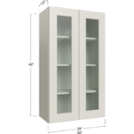 Wall Glass Door Cabinet with Finished Interior - 24W x 42H x 12D - 2 Doors, 3 Shelves - NO Glass