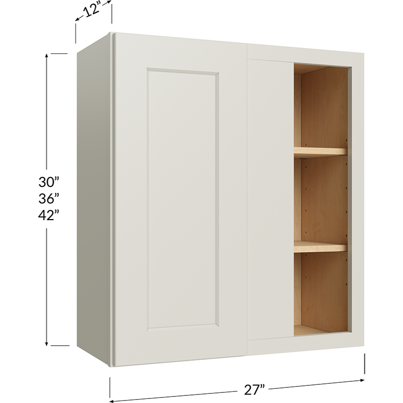 Wall Blind Corner Cabinet - 27W x 36H x 12D - 1 Door, 2 Shelves