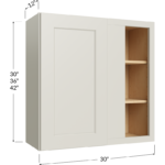 Wall Blind Corner Cabinet - 30W x 30H x 12D - 1 Door, 2 Shelves