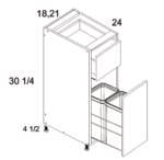 US Cabinet Depot Torino Dark Wood Single Door Single Drawer Base Kit with Double Trashcan Pullout 21W X 24D X 34-1/2H