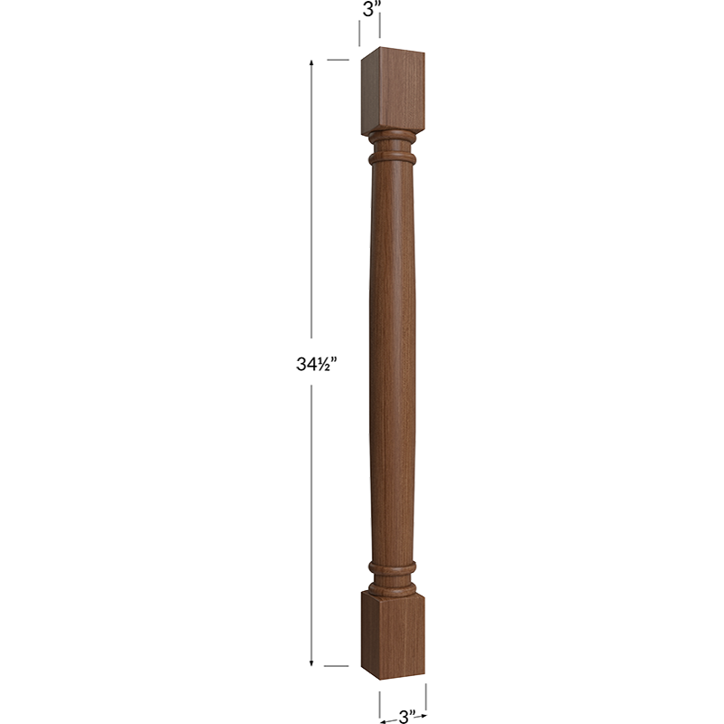 Blackwood Bourbon Oak Classic Decorative Leg - 3W x 34-1/2H x 3D
