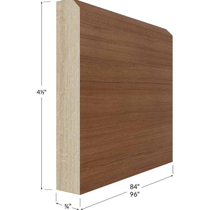 Blackwood Bourbon Oak Shaker Furniture Base Moulding - 96W x 4-1/2H x 3/4D