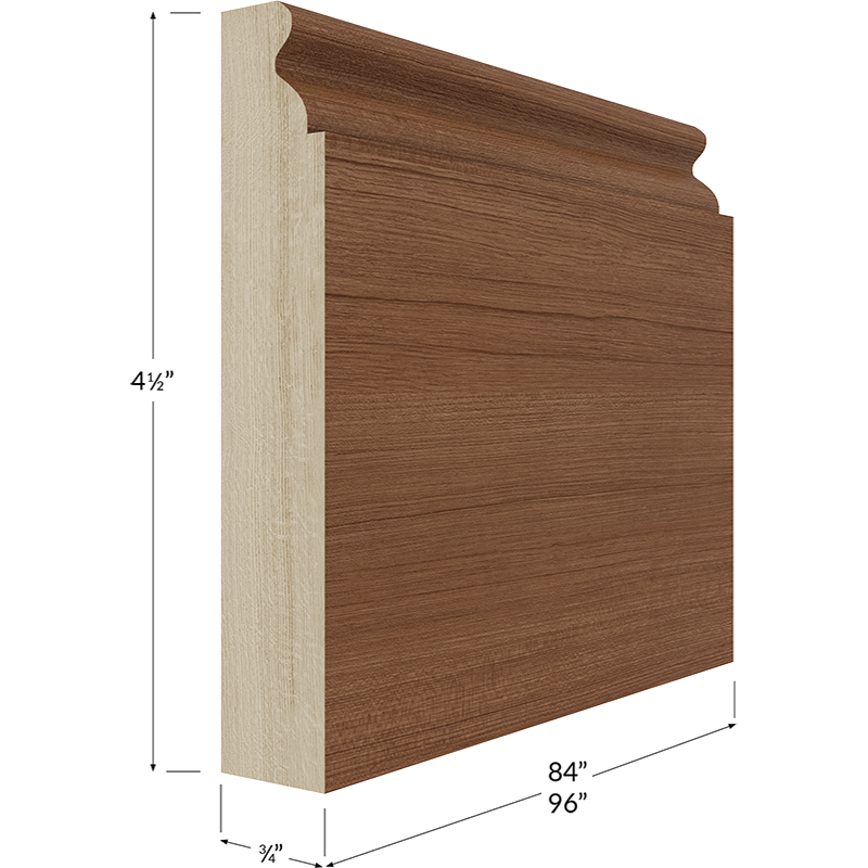 Blackwood Bourbon Oak Traditional Furniture Base Moulding - 96W x 4-1/2H x 3/4D